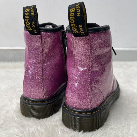 Dr. Martens Kid's #1460 Glitter Purple Patent Leather Boots Shoes Size 2 US - Picture 3 of 10
